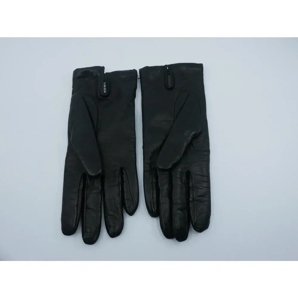 Vtg Women's Size 8 Black Cashmere Lined Leather Gloves